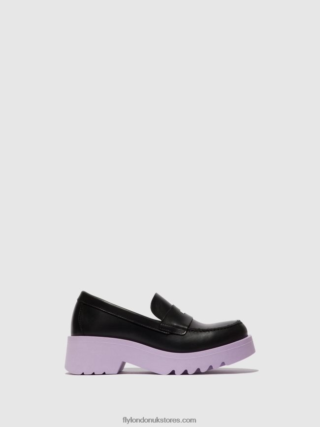 Loafers Shoes MOAT948 Women Fly London 4V24RT651 BLACK (VIOLET SOLE)