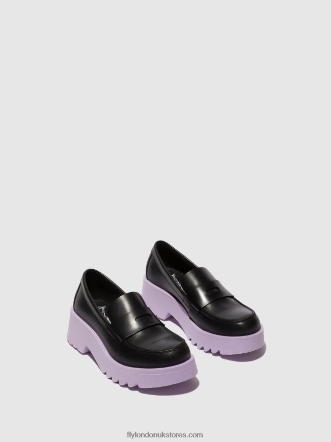Loafers Shoes MOAT948 Women Fly London 4V24RT651 BLACK (VIOLET SOLE)