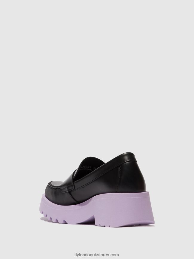 Loafers Shoes MOAT948 Women Fly London 4V24RT651 BLACK (VIOLET SOLE)