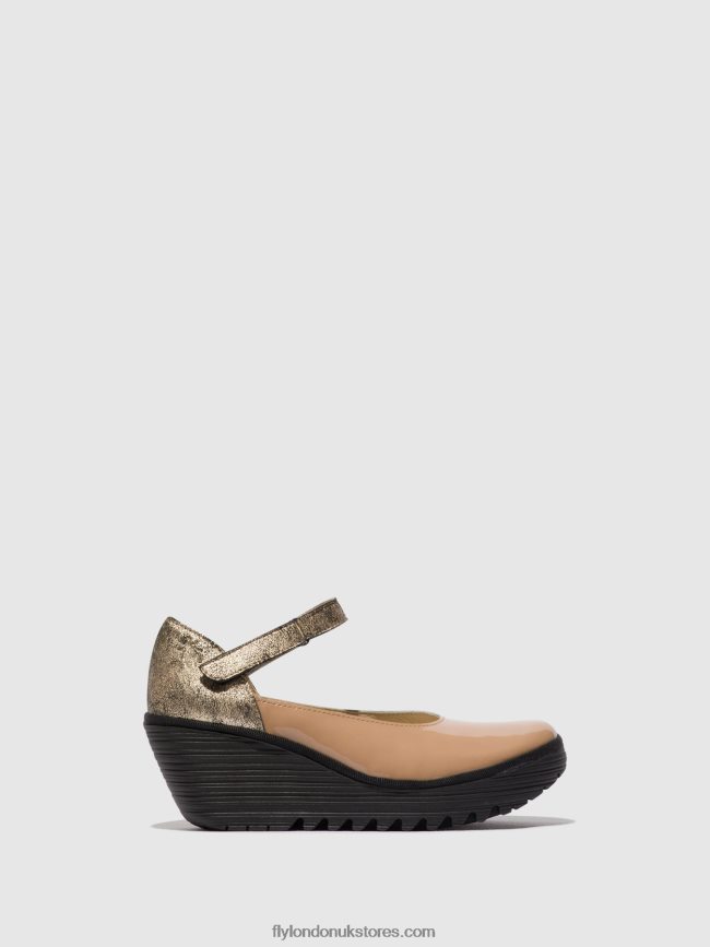 Mary Jane Shoes YAWO345 Women Fly London 4V24RT671 CAPUCCINO/CHAMPAGNE