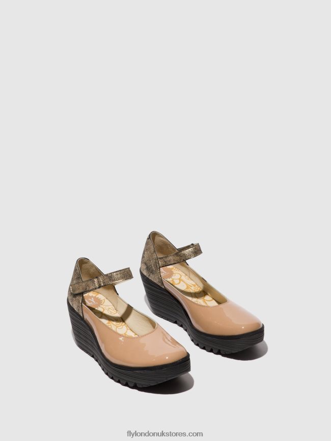 Mary Jane Shoes YAWO345 Women Fly London 4V24RT671 CAPUCCINO/CHAMPAGNE
