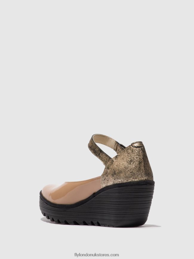 Mary Jane Shoes YAWO345 Women Fly London 4V24RT671 CAPUCCINO/CHAMPAGNE