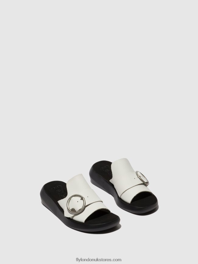 Buckle Mules BEYD925 Women Fly London 4V24RT380 OFFWHITE