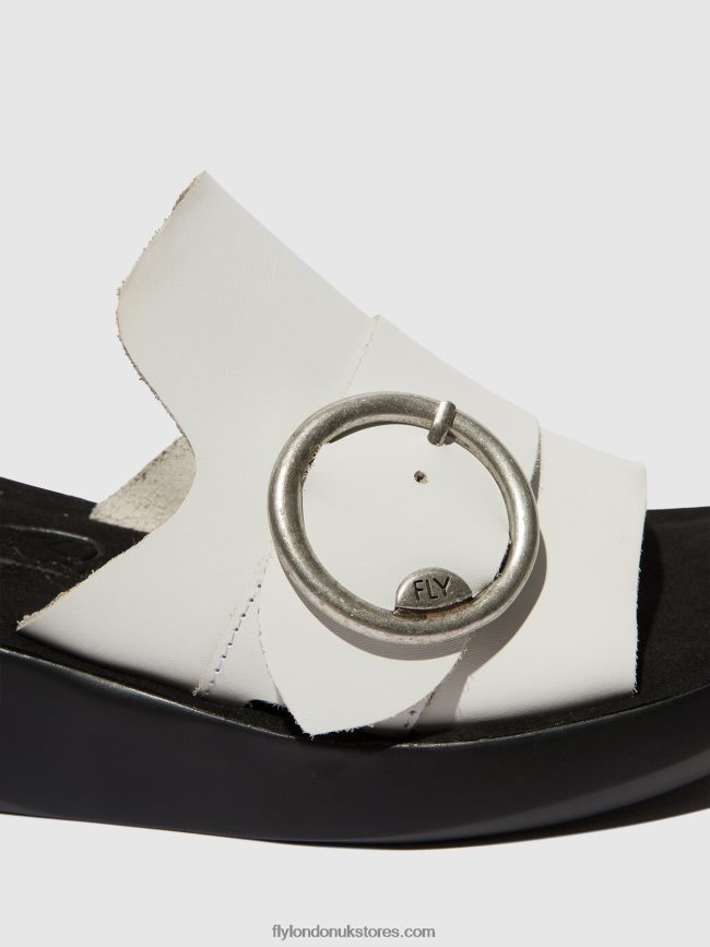 Buckle Mules BEYD925 Women Fly London 4V24RT380 OFFWHITE