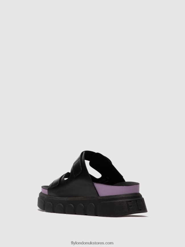 Buckle Mules CIDE946 Women Fly London 4V24RT376 BLACK (VIOLET)