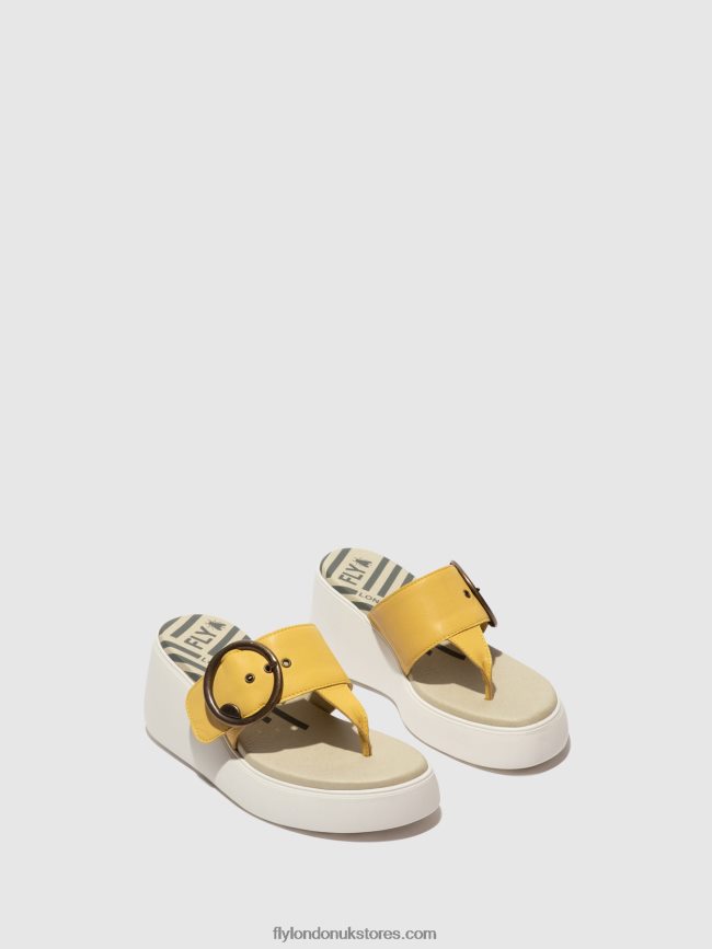 Buckle Mules DAFI938 Women Fly London 4V24RT372 YELLOW