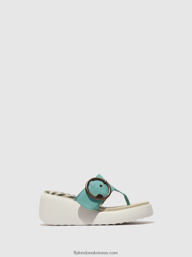 Buckle Mules DAFI938 Women Fly London 4V24RT375 TURQUOISE