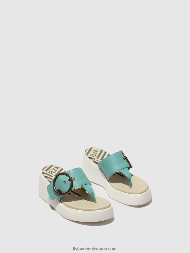 Buckle Mules DAFI938 Women Fly London 4V24RT375 TURQUOISE