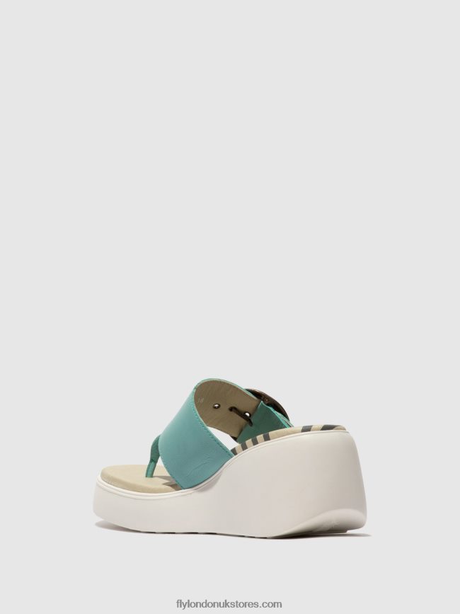 Buckle Mules DAFI938 Women Fly London 4V24RT375 TURQUOISE