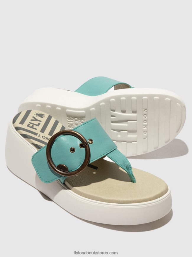 Buckle Mules DAFI938 Women Fly London 4V24RT375 TURQUOISE