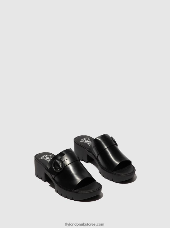 Buckle Mules EPLE519 Women Fly London 4V24RT370 BLACK
