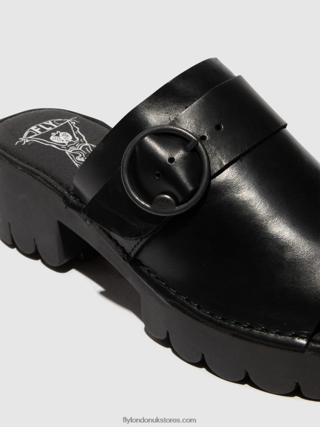 Buckle Mules EPLE519 Women Fly London 4V24RT370 BLACK