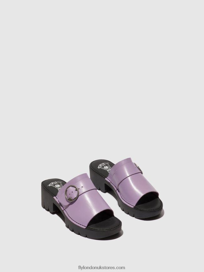 Buckle Mules EPLE519 Women Fly London 4V24RT371 VIOLET