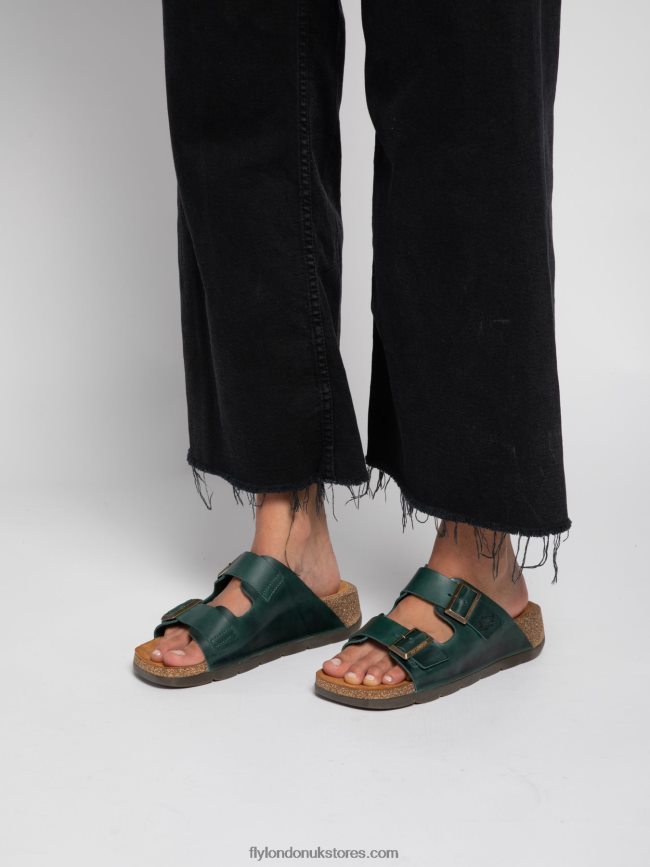 Open Toe Mules CAJA721 Women Fly London 4V24RT386 BRIDLE PETROL