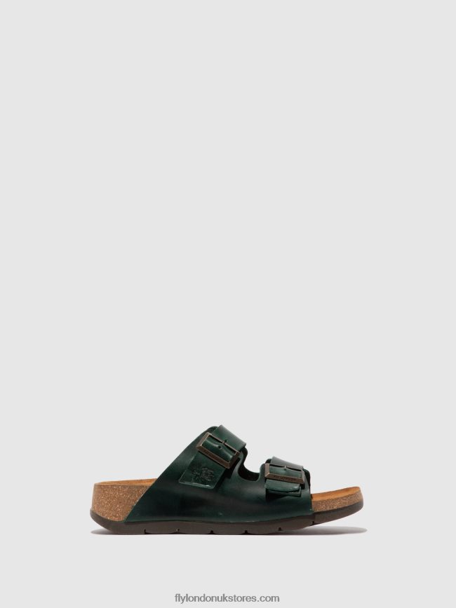 Open Toe Mules CAJA721 Women Fly London 4V24RT386 BRIDLE PETROL