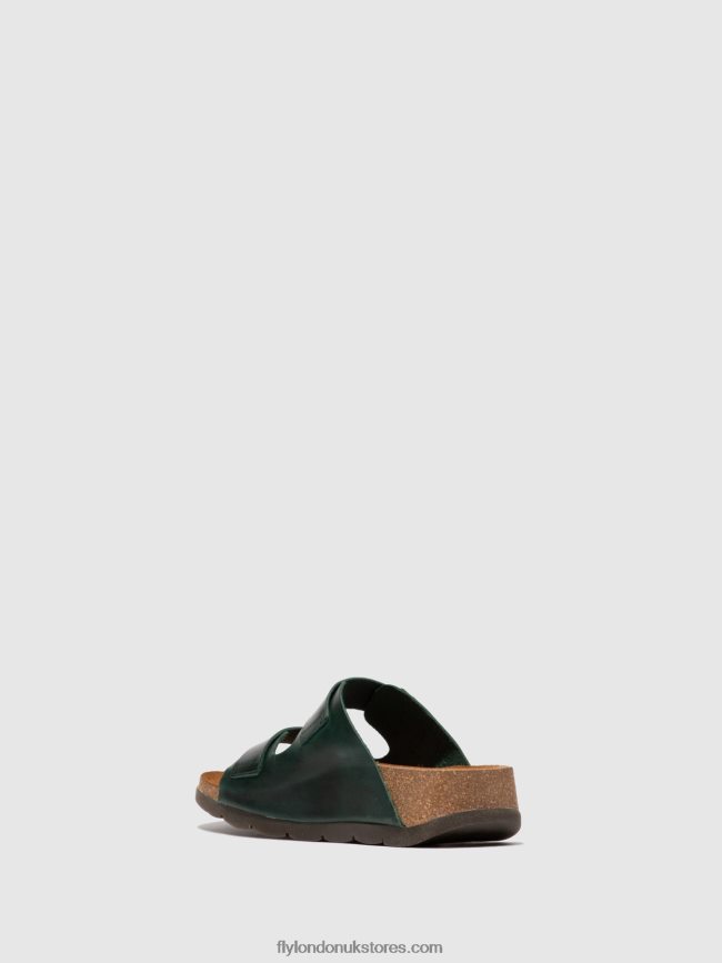 Open Toe Mules CAJA721 Women Fly London 4V24RT386 BRIDLE PETROL