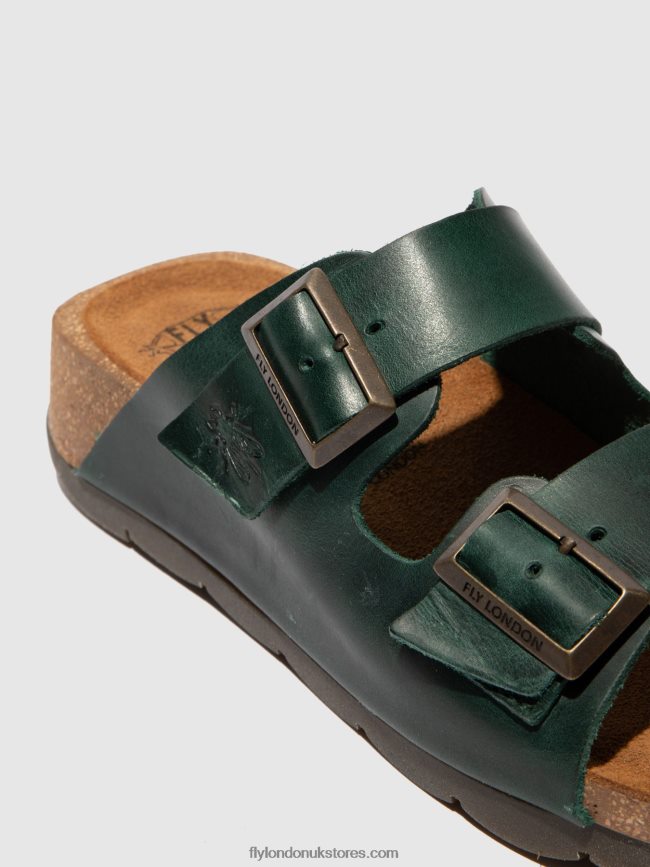 Open Toe Mules CAJA721 Women Fly London 4V24RT386 BRIDLE PETROL