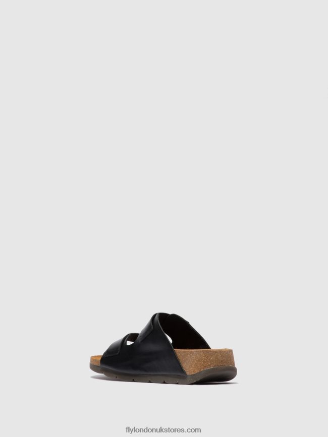 Open Toe Mules CAJA721 Women Fly London 4V24RT387 BRIDLE BLACK