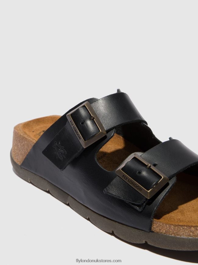Open Toe Mules CAJA721 Women Fly London 4V24RT387 BRIDLE BLACK