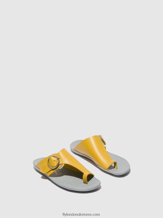 Open Toe Mules MICA758 Women Fly London 4V24RT367 MUSTARD