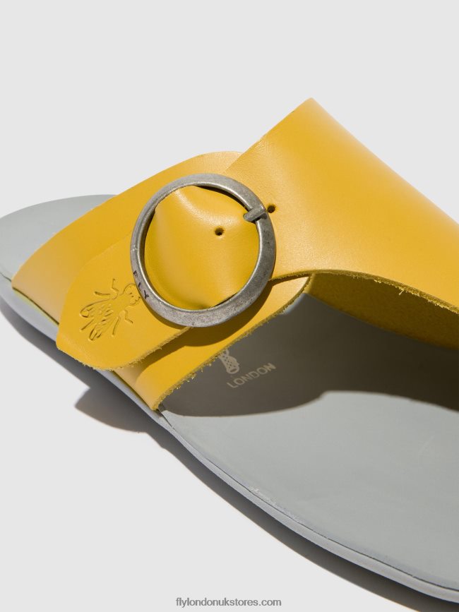 Open Toe Mules MICA758 Women Fly London 4V24RT367 MUSTARD