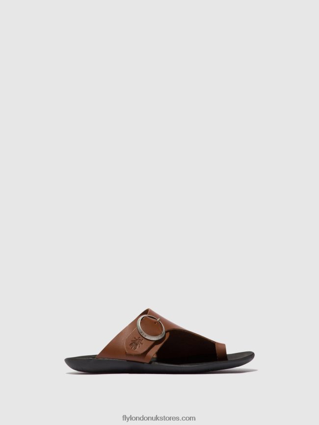 Open Toe Mules MICA758 Women Fly London 4V24RT382 COGNAC
