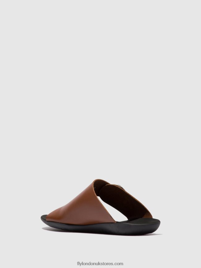 Open Toe Mules MICA758 Women Fly London 4V24RT382 COGNAC