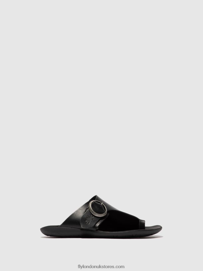 Open Toe Mules MICA758 Women Fly London 4V24RT384 BRIDLE BLACK