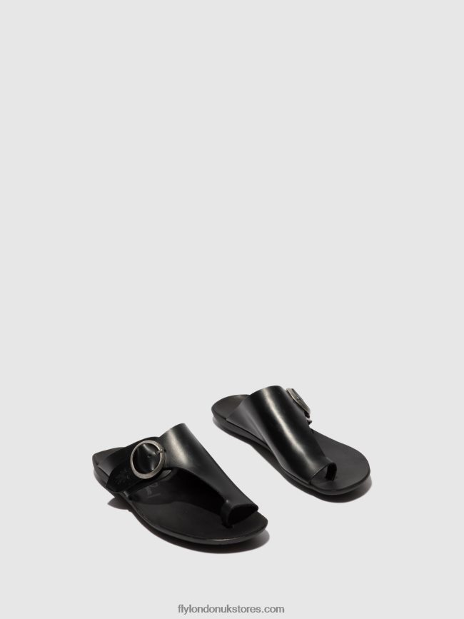 Open Toe Mules MICA758 Women Fly London 4V24RT384 BRIDLE BLACK