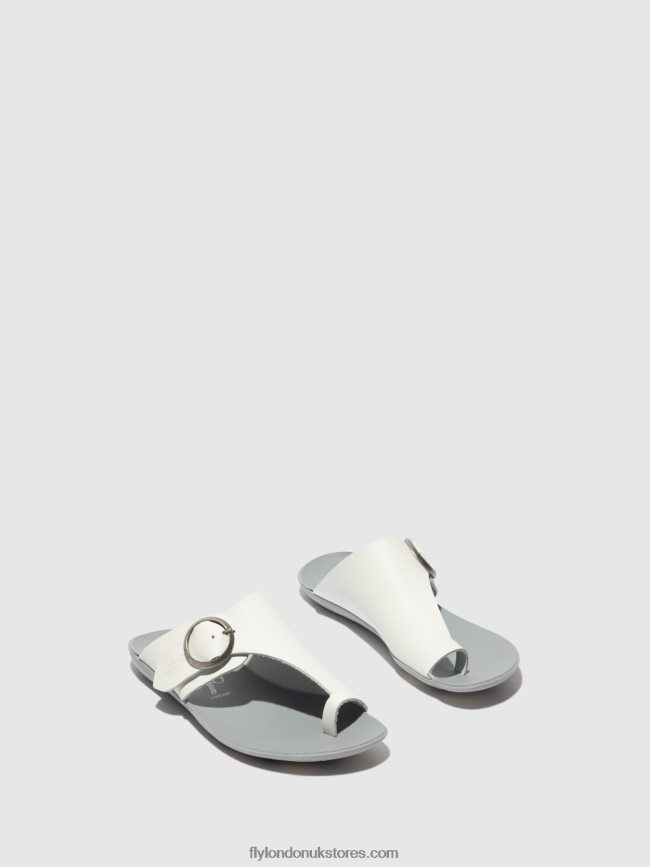 Open Toe Mules MICA758 Women Fly London 4V24RT385 BRIDLE OFF WHITE