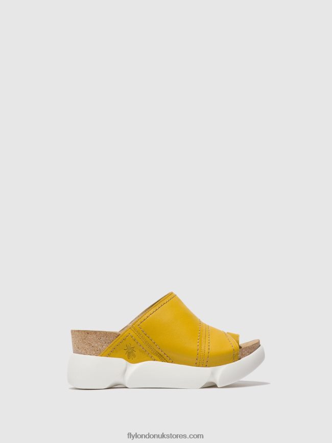 Open Toe Mules SIVE866 Women Fly London 4V24RT381 BRIGHT YELLOW