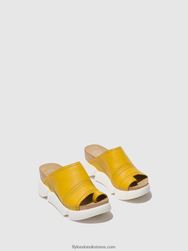 Open Toe Mules SIVE866 Women Fly London 4V24RT381 BRIGHT YELLOW