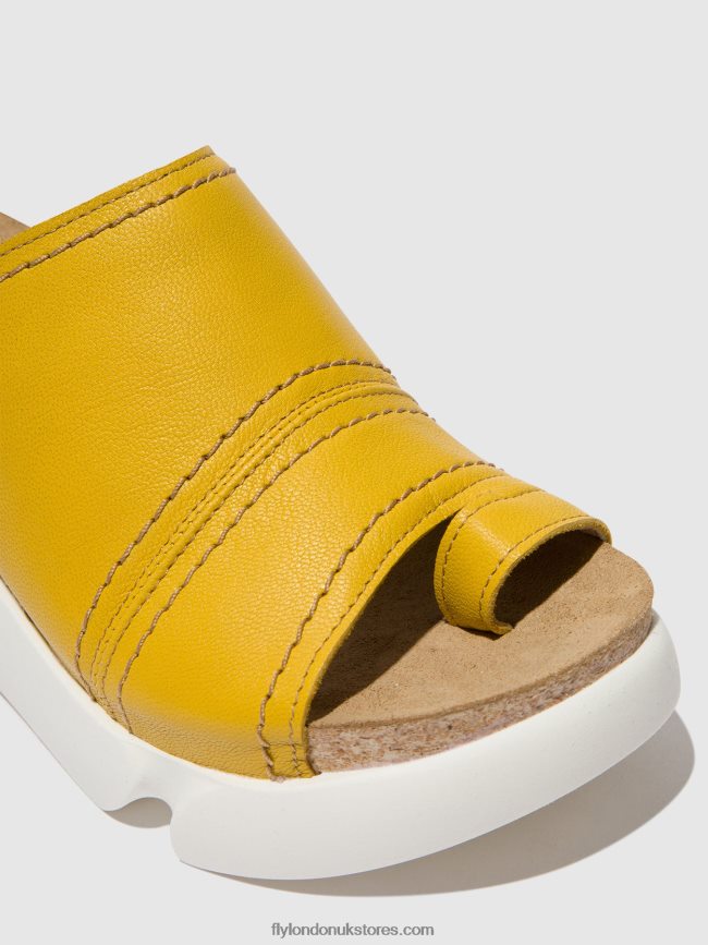 Open Toe Mules SIVE866 Women Fly London 4V24RT381 BRIGHT YELLOW