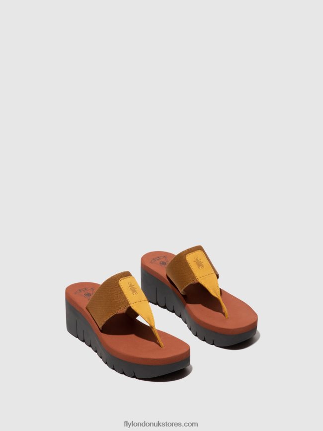 Slip-on Mules YOMU725 Women Fly London 4V24RT359 BUMBLEBEE/CAMEL (BRICK)