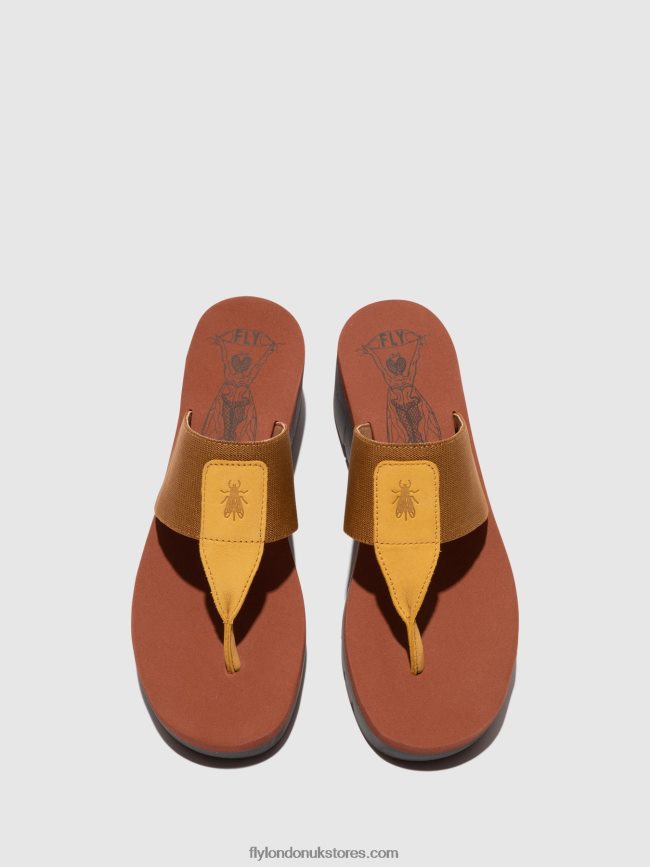 Slip-on Mules YOMU725 Women Fly London 4V24RT359 BUMBLEBEE/CAMEL (BRICK)