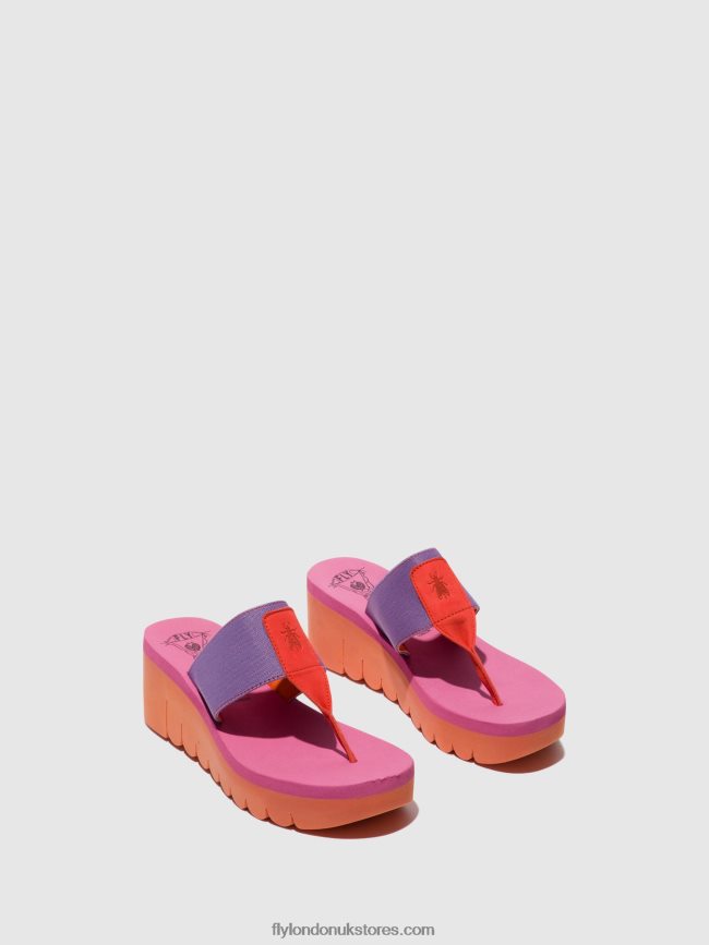 Slip-on Mules YOMU725 Women Fly London 4V24RT360 ORANGE/VIOLET (ROSE)