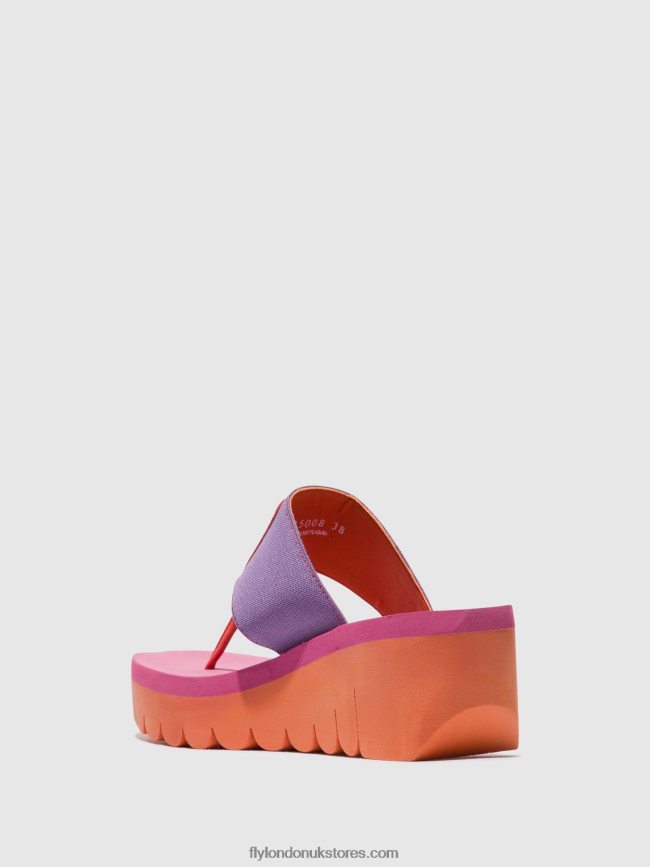 Slip-on Mules YOMU725 Women Fly London 4V24RT360 ORANGE/VIOLET (ROSE)