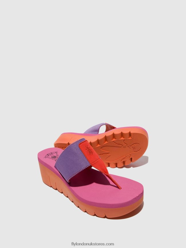 Slip-on Mules YOMU725 Women Fly London 4V24RT360 ORANGE/VIOLET (ROSE)