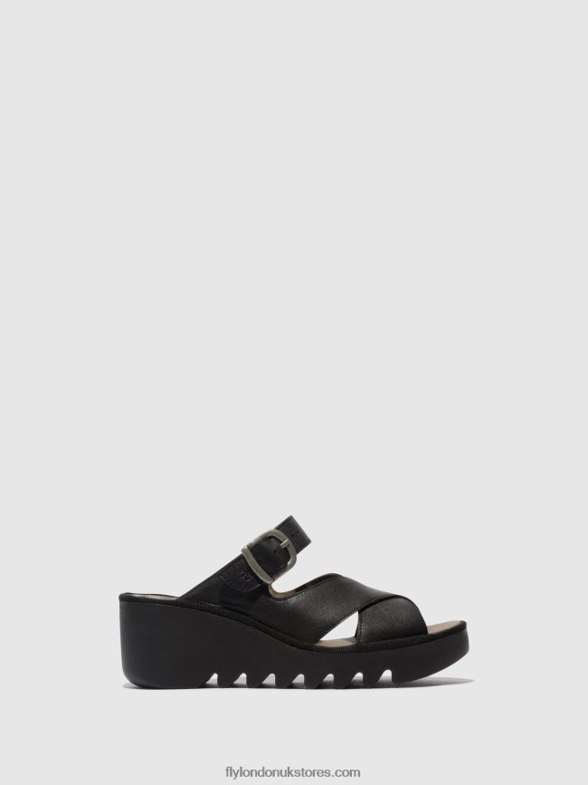Wedge Mules BOCY409 Women Fly London 4V24RT356 BLACK