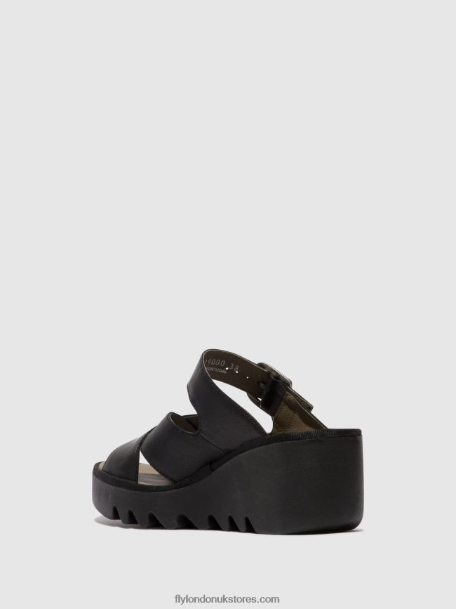 Wedge Mules BOCY409 Women Fly London 4V24RT356 BLACK