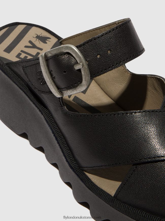 Wedge Mules BOCY409 Women Fly London 4V24RT356 BLACK