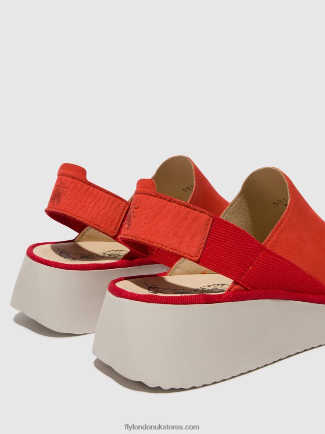 Sling-Back Shoes PLOG430 Women Fly London 4V24RT644 DEVIL RED