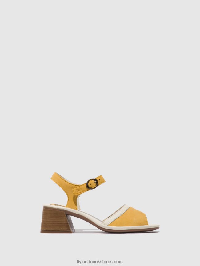 Ankle Strap Sandals LEAR374 Women Fly London 4V24RT568 BUMBLEBEE/OFFWHITE
