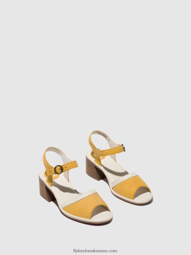 Ankle Strap Sandals LEAR374 Women Fly London 4V24RT568 BUMBLEBEE/OFFWHITE