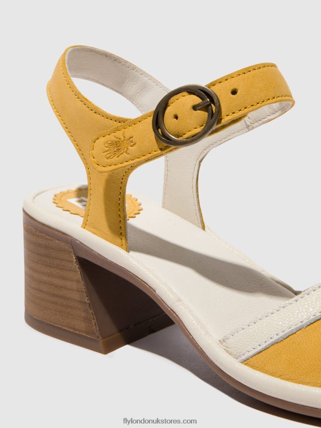 Ankle Strap Sandals LEAR374 Women Fly London 4V24RT568 BUMBLEBEE/OFFWHITE