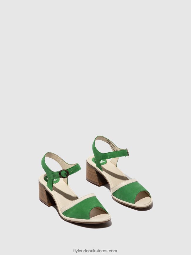 Ankle Strap Sandals LEAR374 Women Fly London 4V24RT569 LIGHT GREEN/OFFWHITE