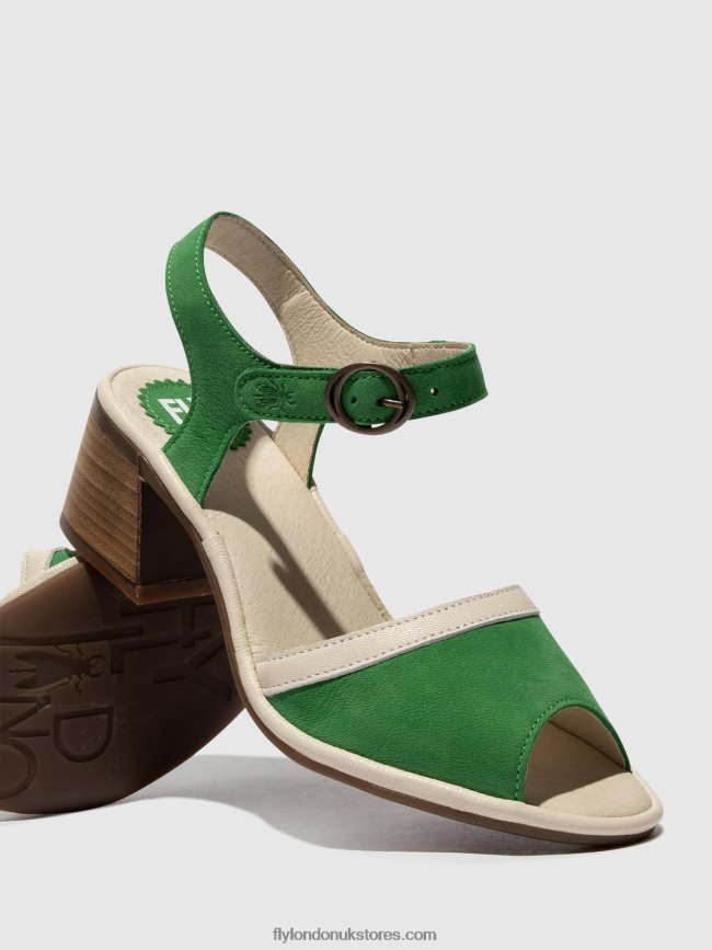 Ankle Strap Sandals LEAR374 Women Fly London 4V24RT569 LIGHT GREEN/OFFWHITE
