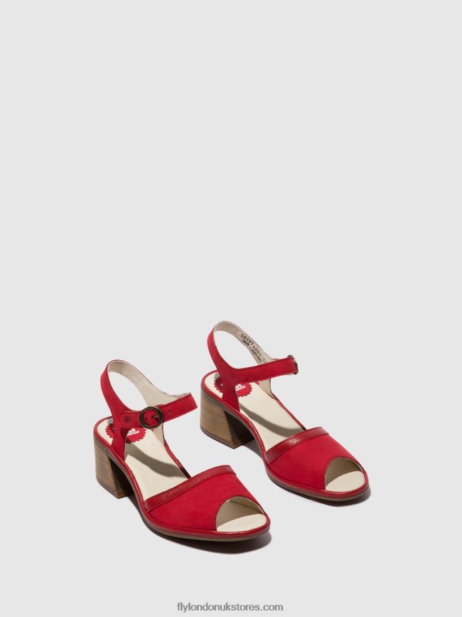 Ankle Strap Sandals LEAR374 Women Fly London 4V24RT570 LIPSTICK RED
