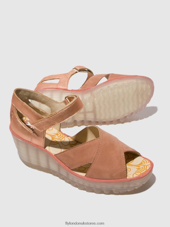 Ankle Strap Sandals YENT365 Women Fly London 4V24RT504 PINK/BLUSH GOLD