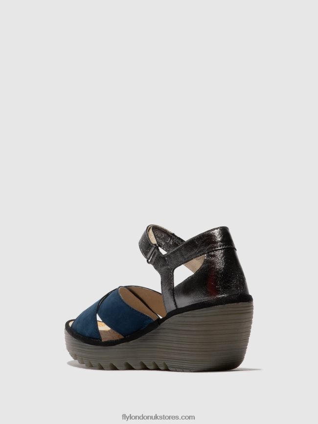 Ankle Strap Sandals YENT365 Women Fly London 4V24RT508 BLUE/GRAPHITE